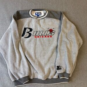 STARTER Chicago Bulls Gray Crewneck Basketball